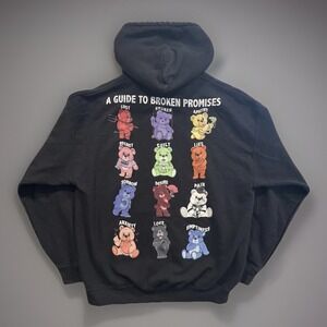 Broken Promises Bears Pullover Hoodie Mens Sz L Guide To Black 2 Sided Graphic